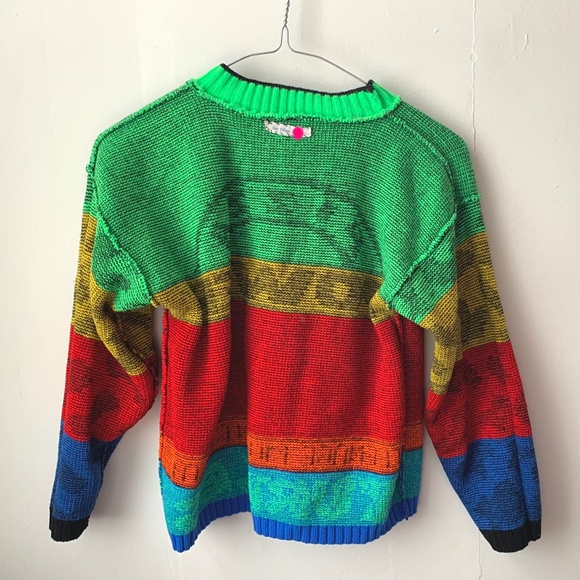 rare 90s Teenage Mutant Ninja Turtles neon sweater: “PIZZA POWER”! - Picture 9 of 11